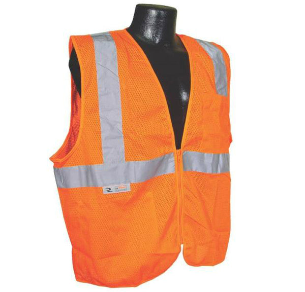 Radians SV2ZOML Class 2 Economy Mesh Safety Vest With Zipper, Orange, Large
