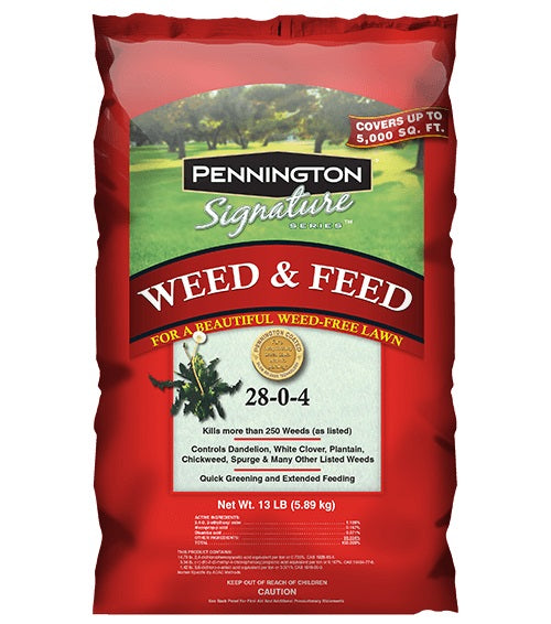Pennington 423405 Signature Weed & Feed Fertilizer, 28-0-4, 13 lbs
