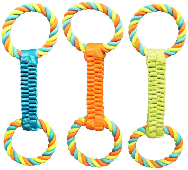 Chomper WB15526 Ballistic Weave & Rope Tug, Assorted Colors