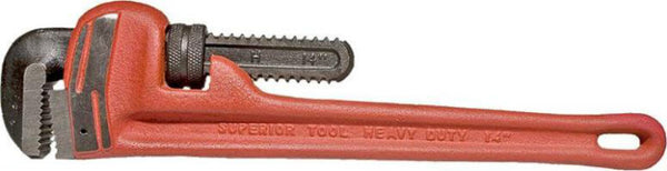 Superior Tool 02814 Heavy-Duty Cast-Iron Handled Pipe Wrench, 14"