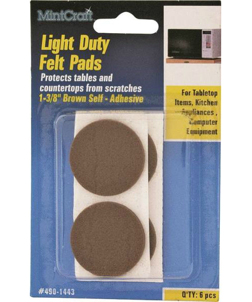 Mintcraft FE-50221-PS Light Duty Felt Protective Pads, 1-3/8"