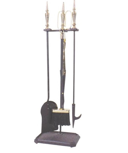 Simple Spaces T51450PK-C3L 5-Piece Fireplace Tool Set 29.5", Polished Brass/Black