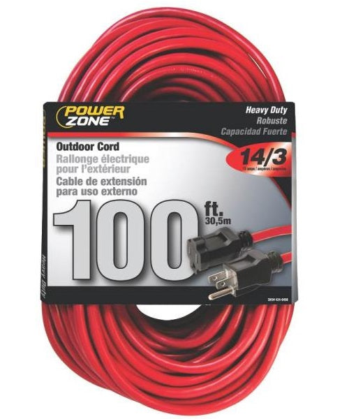 Power Zone OR514735/506735 Outdoor Extension Cord, Red, 100'