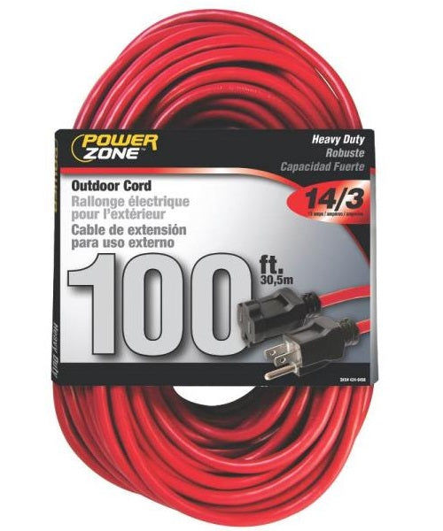 Power Zone OR514735/506735 Outdoor Extension Cord, Red, 100&#039;