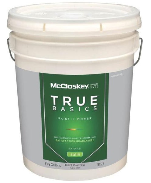 McCloskey 14573 True Basics Exterior Latex Satin Paint, 5 Gallon