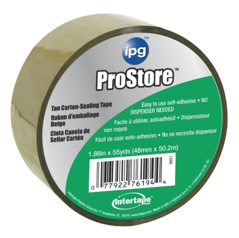 Intertape 9851 Carton Sealing Tape, Tan, 1.88" x 55 Yard