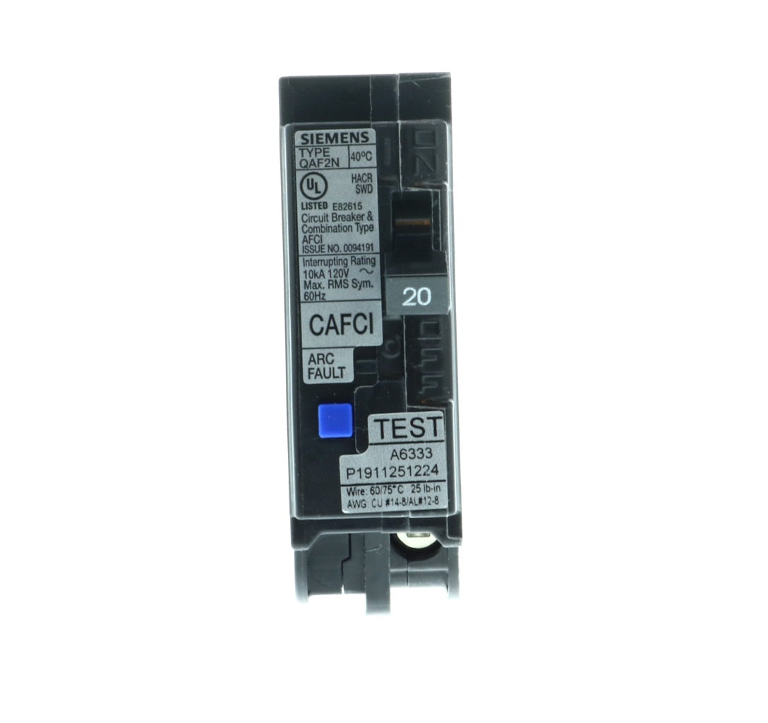 Siemens QA120AFCN Circuit Breaker, 1-Pole, 20 A