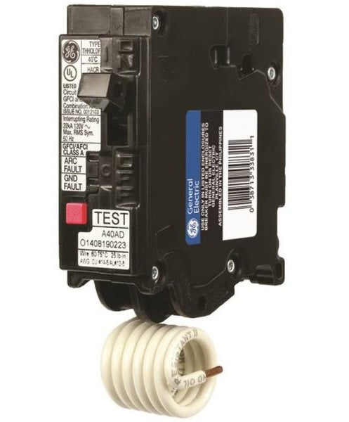 GE THQL1120DFP Single-Pole Dual Function Arc Fault/Gfci Breaker, 20 Amp