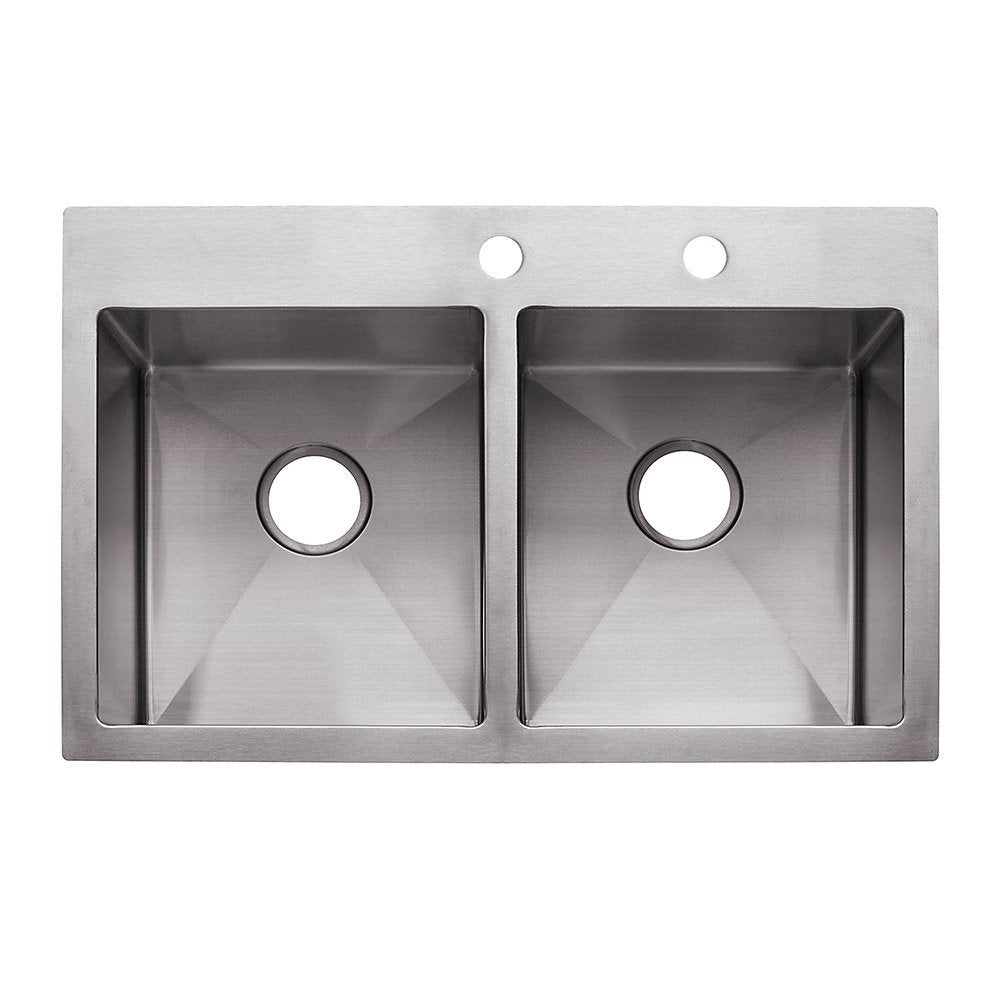 Franke HF3322-2 Double Bowl Sink Dual Mount, 9", Stainless Steel