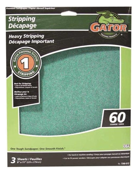 Gator 7260-012 Aluminum Oxide Sandpaper, 9" X 11", 60 Grit