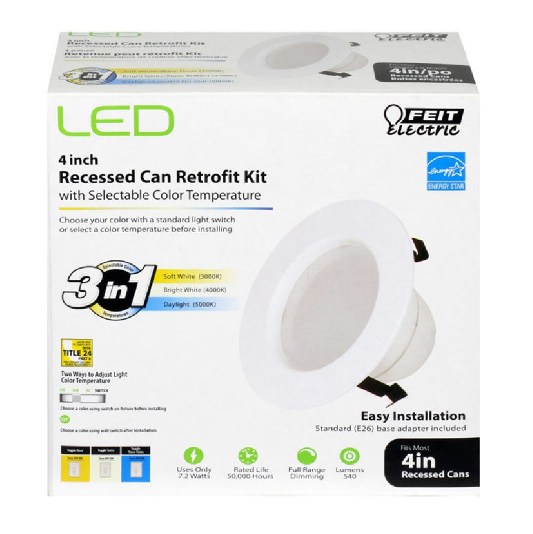 Feit Electric LEDR4/4WYCA Recessed Can LED Retrofit Kit, White, 7.2 W
