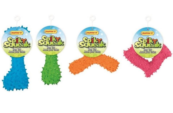 Ruffin&#039; It 80518-AST Spiky Dog Squeakers Toy, 4"