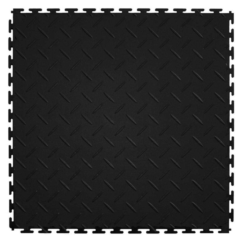 ITtile ITDP450BK45 Diamond Plate PVC Interlocking Tiles, Black,20.5" x 20.5" x 5