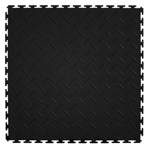 ITtile ITDP450BK45 Diamond Plate PVC Interlocking Tiles, Black,20.5" x 20.5" x 5