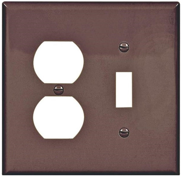 Cooper Wiring PJ18B 2Gang Toggle & Recept Plate, Mid-size - 4.875" x 4.938", Brown