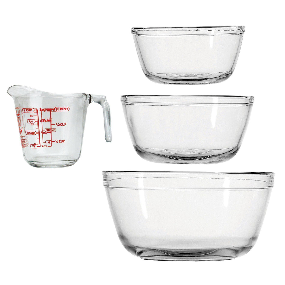 Anchor Hocking 81104L11 4-Piece Mixing Bowl Set, Clear