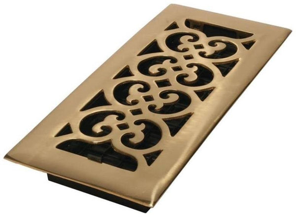 Imperial RG1814 Floor Register, Polished Brass, 4" X 10"