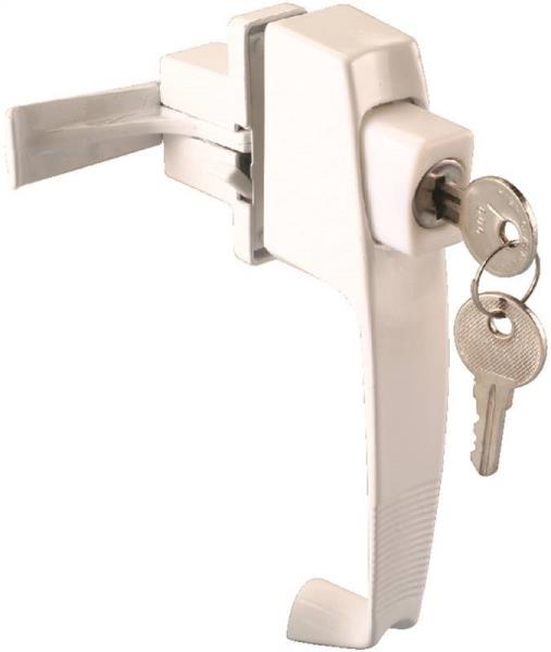 Prosource 47015-UKW-PS Storm/Screen Door Latches, Keyed Lock, White