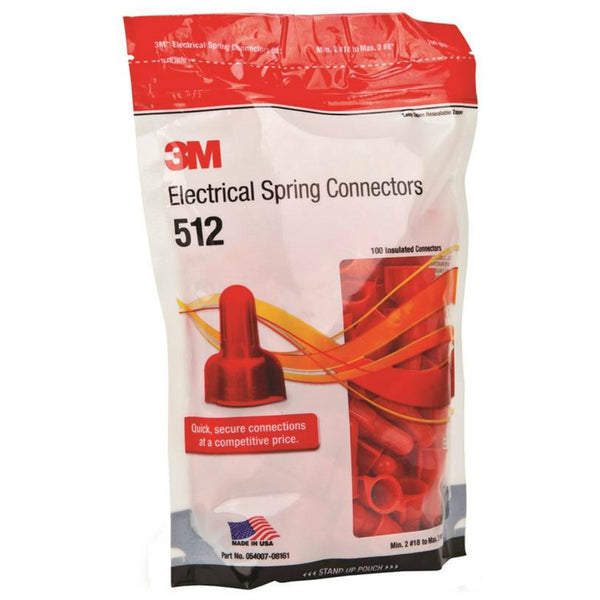 3M SGR Electrical Spring Connector, Red, 100 per Bag