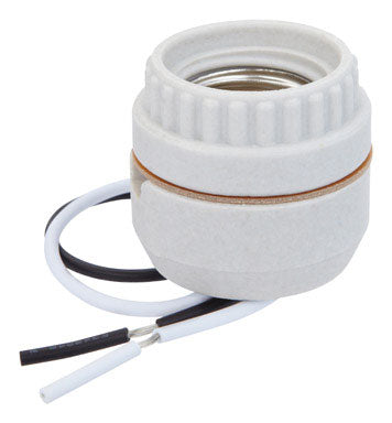 Jandorf 60577 Porcelain White Socket With Wire Leads, 250 Volts, 2 Piece