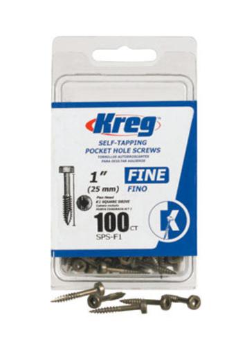 Kreg SPS-F1-100 Fine Pan-Head Pocket-Hole Screw, #6 x 1", 100 Ct