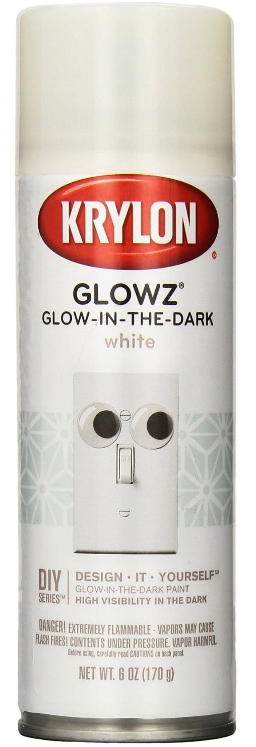 Krylon Glowz Glow-in-the-Dark Spray Paint, White, 6 oz