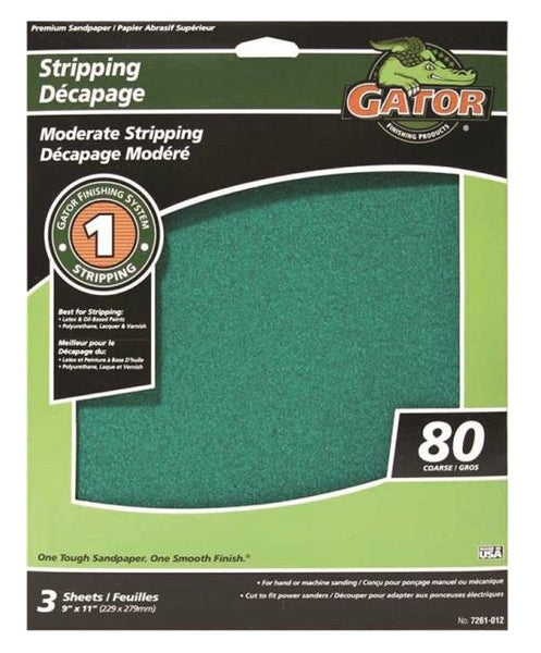 Gator 7261-012 Aluminum OxideSanding Sheet, 11" x 9", 80 Grit