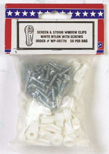 US Hardware WP-9877H Storm Window And Screen Clips, White, Pack-50