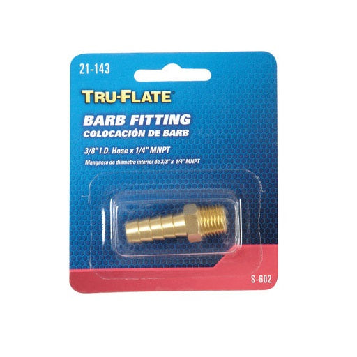 Tru-Flate 21143 Barb Fittings, 3/8" x 1/4", Brass