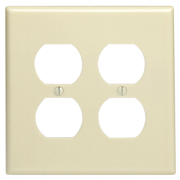 Leviton 001-86116-000 Duplex Receptacle Wall Plate, 2 Gang, Ivory