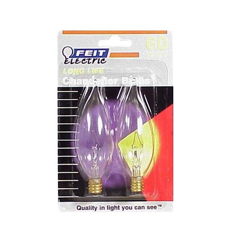 Feit Electric BP60CFC  Flame Tip Chandelier Light Bulb, 60 Watts, 120 Volt