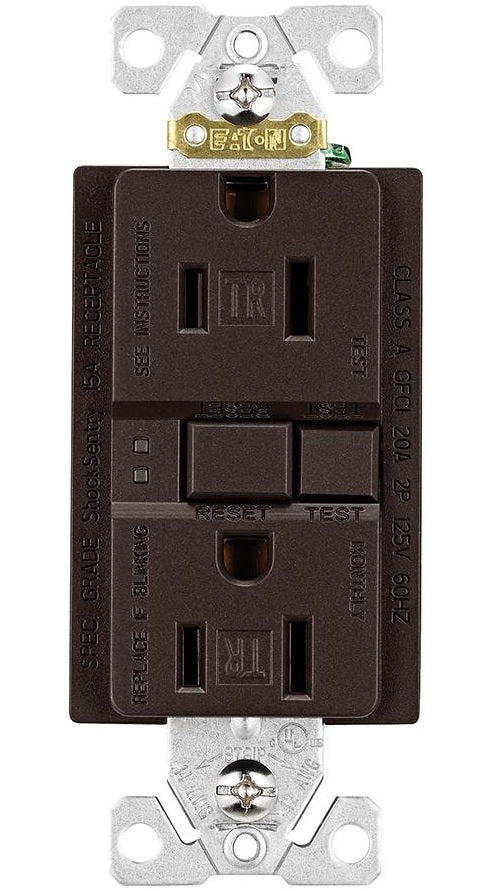 Eaton TRSGF15RB-L Self-Test Tamper Resistant GFCI Receptacle, 15 Amp