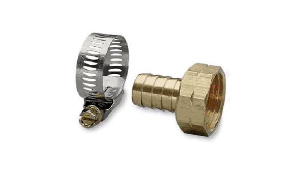 Gilmour 50454 Machined Brass Female Coupler with Worm Gear Clamp, 3/4"