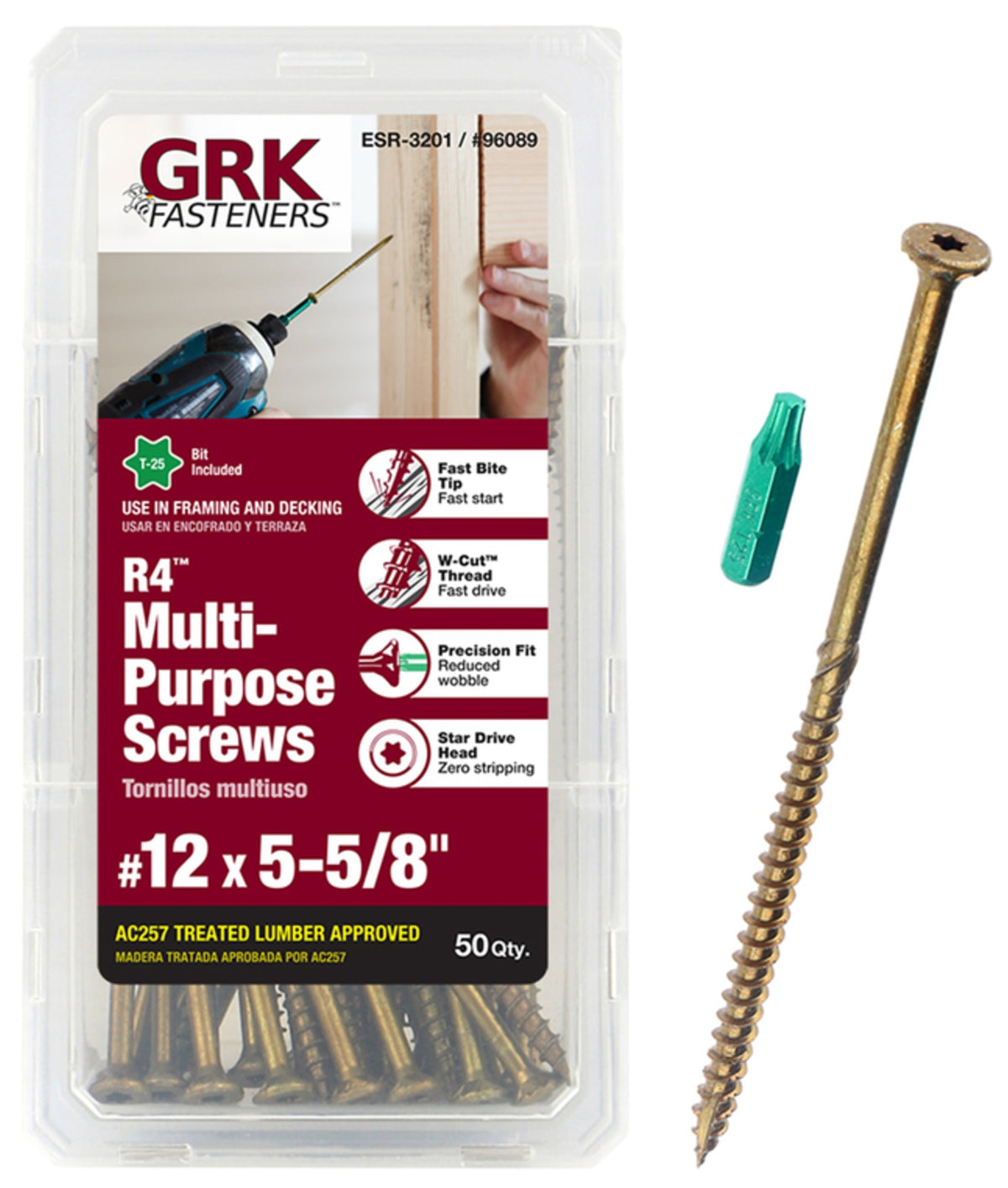 GRK Fasteners 96089 R4 Countersink Head Multi-Purpose Screws, #12 x 5-5/8"