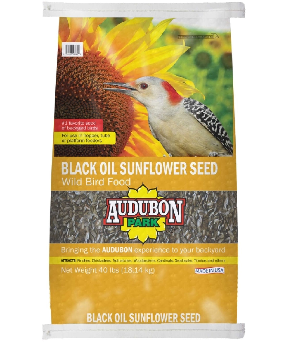 Audubon Park 11801 Black Oil Sunflower Seed Wild Bird Food, 40 Lbs