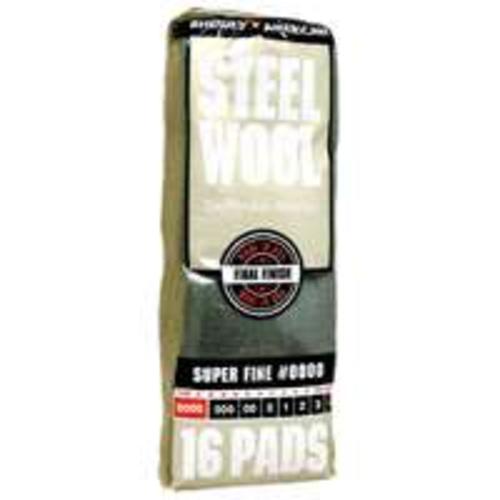Homax 106600-06 Super Fine #0000 Steel Wool Pad, Pack-16