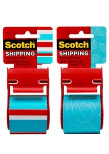 Scotch 141-PRTD3 Shipping Packaging Tape with Dispenser, Printed, 1.88" x 500"