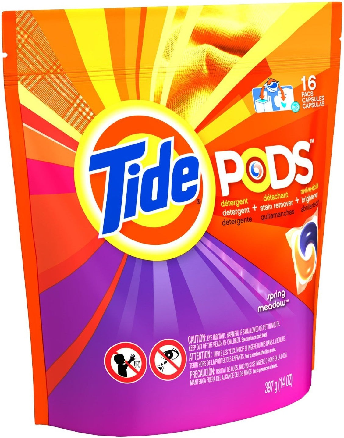 Tide 93120 Pods Laundry Detergent, 16 Count, Spring Meadow