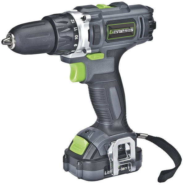 Genesis GLCD122P 12V Lithium-Ion Cordless Drill And Driver, 2 Speed