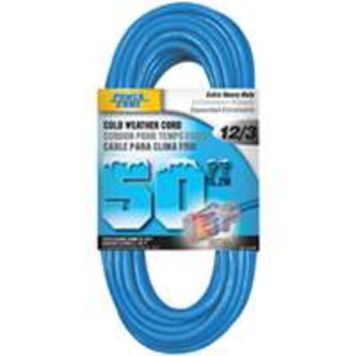 Power Zone ORCW511830 Cord 50&#039; 12/3 Glacier, 15 Amp, 125 Volt