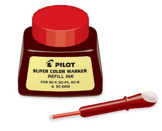 Pilot 43700 Super Color Marker Refill Ink, Red, 1 Oz.