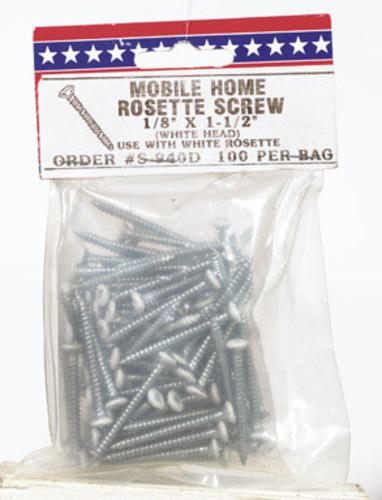 Us Hardware S-940D White Head Rosette Screws, 1/8" x 1-1/2", Steel