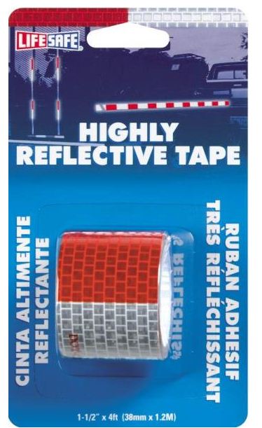 Life Safe RE800 Highly Reflect Tpe, 1 1/2" x 4' Roll, Red & Silver