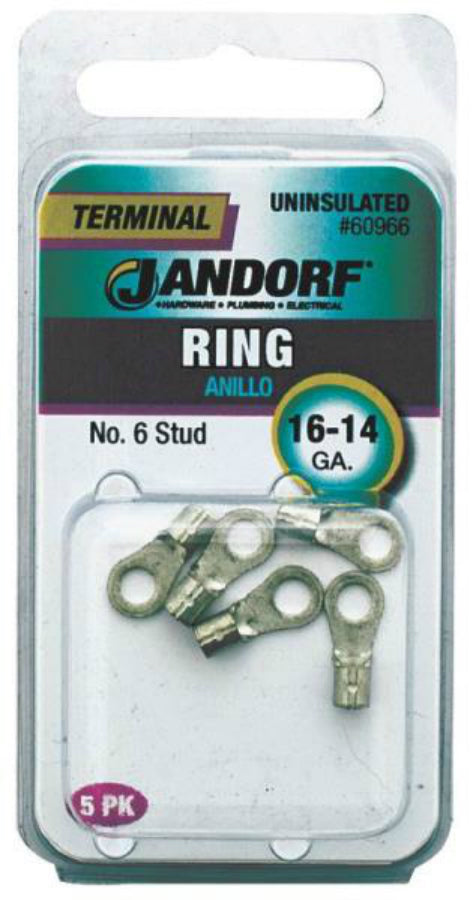 Jandorf 60966 Uninsulated Terminal Ring, 16-14 AWG