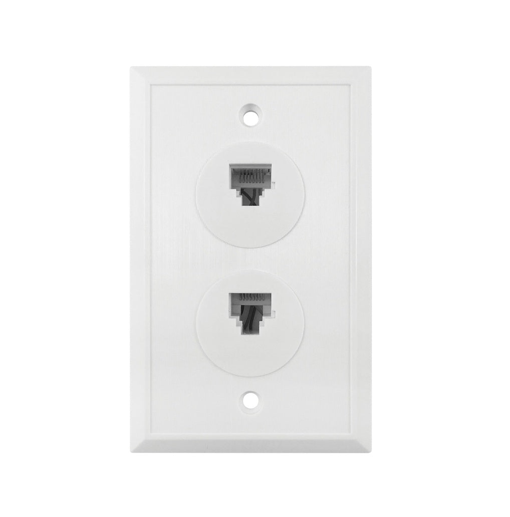 AmerTac VW6E6EW Zenith Dual Ethernet Wallplate, White