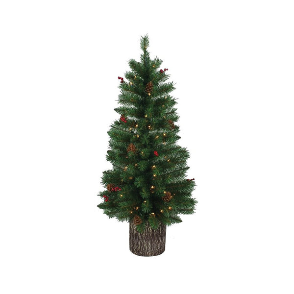 Santas Forest 27348 Pre-Lit Christmas Tree, Clear, 4'
