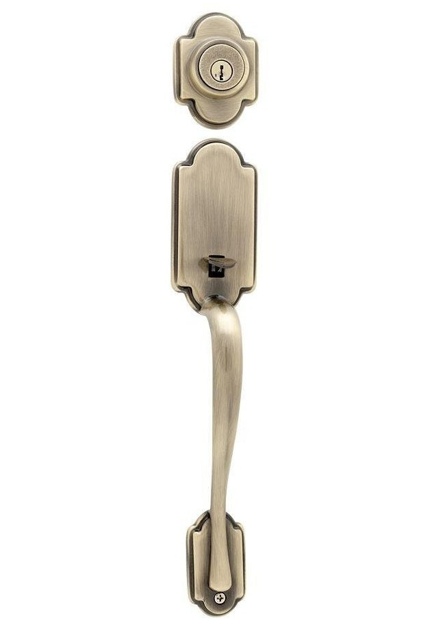 Kwikset 800ANLIP5SMTRCAL/ Entrance Handle Set, Antique Brass