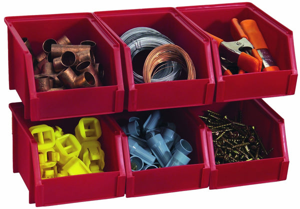 Stack-On BIN-503-PACK Small Parts Storage Organizer Bin, Red