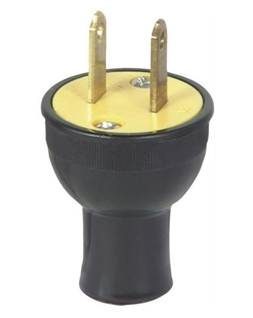 Eaton BP3123BK 2-Wire  Round Thermoplastic Plug, Black, 15 amp, 125 volt.