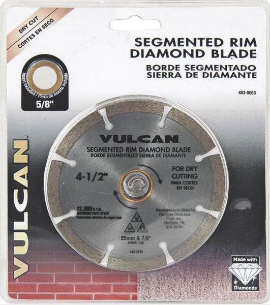 Vulcan 937421OR Segmented Rim Diamond Blade, 4-1/2"